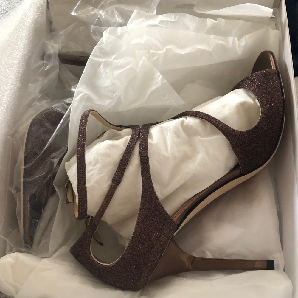 brown sparkly never worn jimmy choos